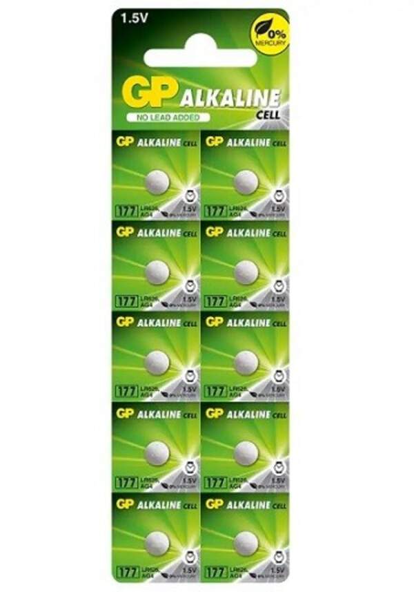 Батарейка GP 1.5V 177 (AG4, LR626,SR66) (10/250/5000) (шт.)