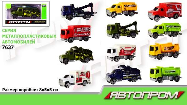 Машина мет. АВТОПРОМ арт. 7637 (288шт/2) 1: 64,12 видів, короб. 8*5*5см (шт.)