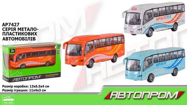 Автобус мет. АВТОПРОМ арт. AP7427 (96шт/2)  короб. 13*4*11см (шт.)