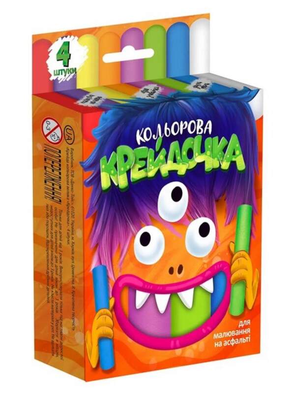 Крейда кольорова серії Крейдочка великі 4 кольори (36) КRD-02-03U (шт.)