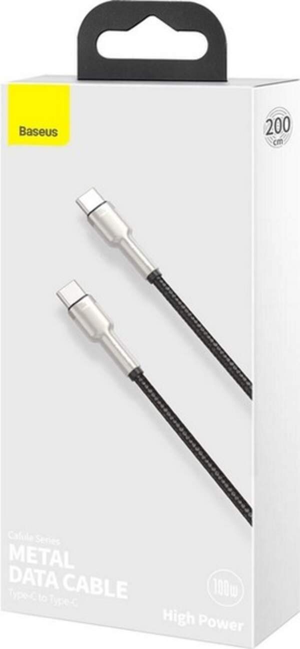 Кабель Baseus Cafule Metal Type-C to Type-C 100W 1 м Black (CATJK-C01) (шт.)