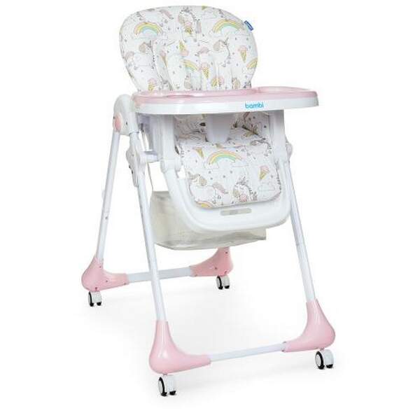 Стільчик M 3233L-G Pink (1шт) для годування, 3 положення спинки та підніжки, 4колеса, корзинка, екош (шт.)
