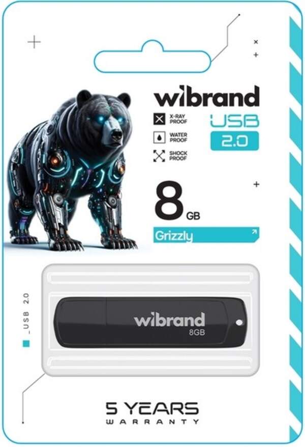 Флеш-накопичувач Flash Wibrand USB 2.0 Grizzly 8Gb Black (шт.)