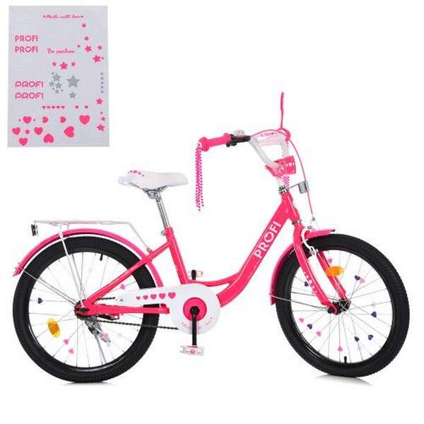 Велосипед дитячий PROF1 20д. MB 20042-1 (1шт) PRINCESS,SKD75,малиновий,зв,фонарь,багажник,подножка (шт.)
