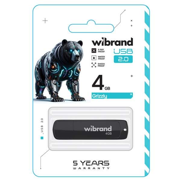 Флеш-накопичувач Flash Wibrand USB 2.0 Grizzly 4Gb Black (шт.)