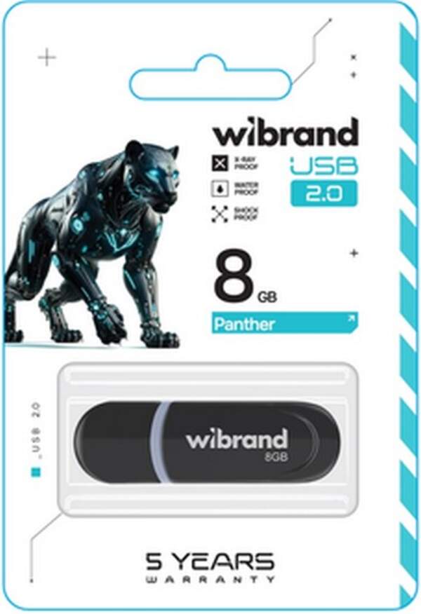 Флеш-накопичувач Flash Wibrand USB 2.0 Panther 8Gb Black (шт.)