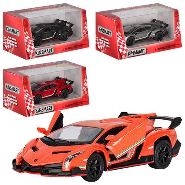 Модель легкова 5' KT5367W LAMBORGHINI VENENO метал.інерційний, відкр.дв.1:36.4кол..кор./96/ (шт.)